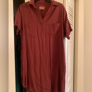 Brick, red shirt dress